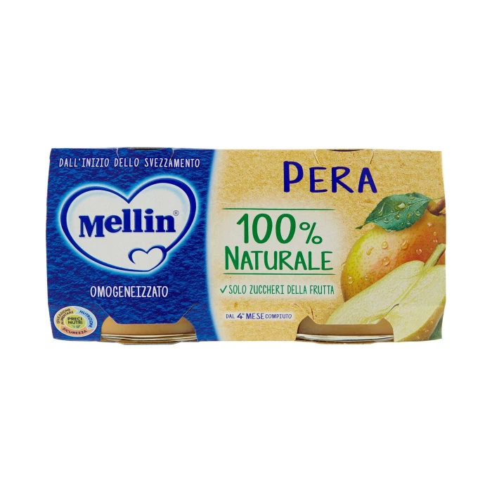 Mellin Pera 100% Naturale Omogeneizzato 2 x 100 g